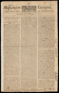 The Massachusetts Gazette, and the Boston Post-Boy and Advertiser, 11 February 1771