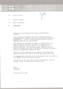 Memorandum from Mark H. McCormack to Robert S. Burton