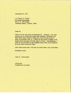 Letter from Mark H. McCormack to Edwin B. Fisher