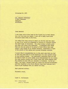 Letter from Mark H. McCormack to Bernard Gallacher