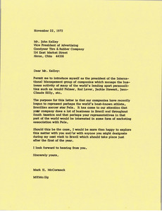 Letter from Mark H. McCormack to John Kelley