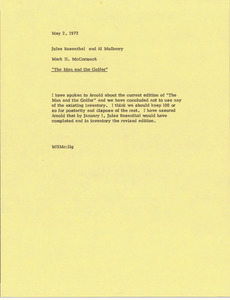 Memorandum from Mark H. McCormack to Jules Rosenthal, Al F. Mulberry