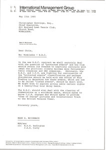 Letter from Mark H. McCormack to Chris Gorringe