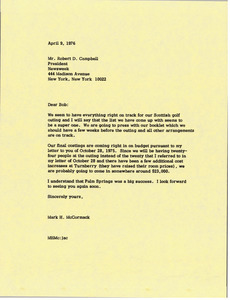 Letter from Mark H. McCormack to Robert D. Campbell