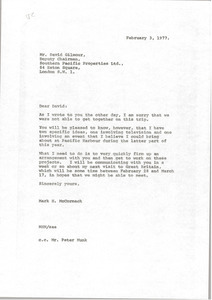 Letter from Mark H. McCormack to David Gilmour