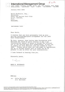 Letter from Mark H. McCormack to Keith MacKenzie