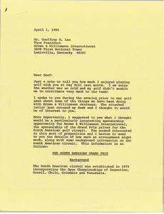 Letter from Mark H. McCormack to Geoffrey H. Lee