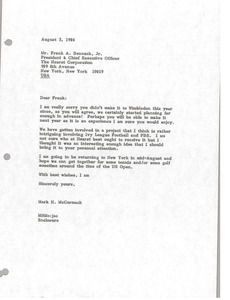 Letter from Mark H. McCormack to Frank A. Bennack