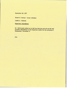 Memorandum from Judith A Chilcote to Robert S. Burton