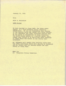 Memorandum from Mark H. McCormack to file