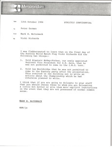 Memorandum from Mark H. McCormack to Peter German