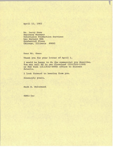 Letter from Mark H. McCormack to Larry Unes