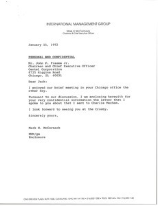 Letter from Mark H. McCormack to John P. Frazee