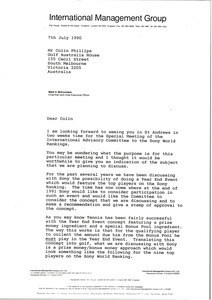 Letter from Mark H. McCormack to Colin Phillips