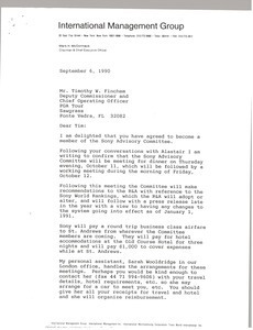 Letter from Mark H. McCormack to Timothy W. Finchem