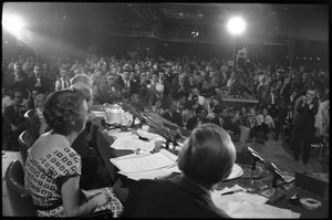 Panelists at the National Teach-in on the Vietnam War: view from rear stage