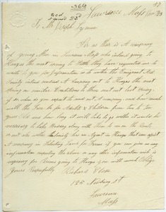 Letter from Richard Close to Joseph Lyman