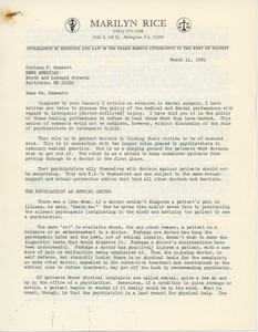 Letter from Marilyn Rice to Corinne F. Hammett