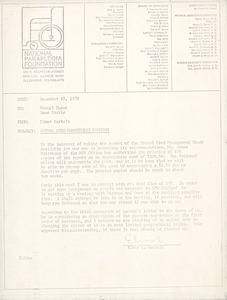 Memorandum from Elmer C. Bartels to Marcel Durot and David Barrie