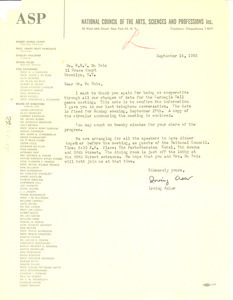 Letter from National Council of the Arts, Sciences and Profession to W. E. B. Du Bois