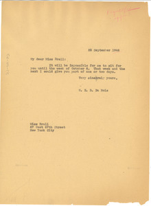 Letter from W. E. B. Du Bois to Ruth Brall