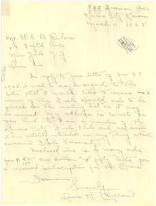 Letter from Lewis H. Curren to W. E. B. Du Bois