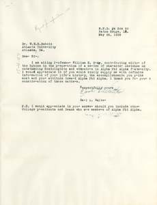 Letter from W. E. B. Du Bois to K. Viswanathan