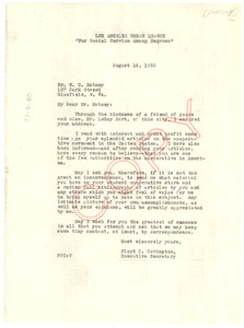 Letter from Los Angeles Urban League to W. C. Matney