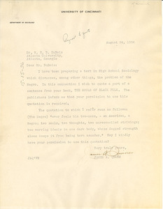 Letter from James A. Quinn to W. E. B. Du Bois