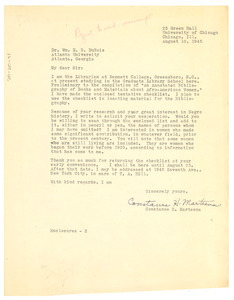 Letter from Constance H. Marteena to W. E. B. Du Bois