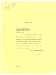 Letter from W. E. B. Du Bois to Jack Abramowitz
