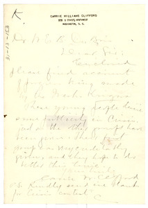 Letter from Carrie Williams Clifford to W. E. B. Du Bois