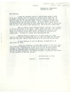 Memorandum from Van Wyck Brooks to Felicia Geffen