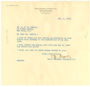 Letter from Peter Marshall Murray to W. E. B. Du Bois