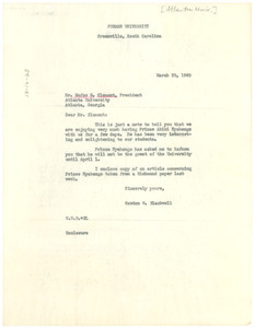 Letter from Gordon W. Blackwell to Atlanta University