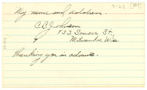 Address of C. L. Johnson