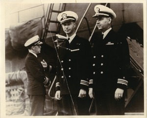 Lt. Comdr. Stanley W. Lipski (far right) and other naval officers