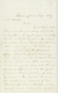 Letter from R. Bissell to Erasmus Darwin Hudson