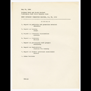 Agenda for Host Advisory Committee meeting on May 28, 1964