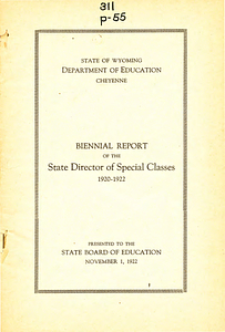 Biennial report of the State Director of Special Classes, 1920-1922