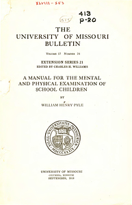 A manual for the mental and physical examination of school children