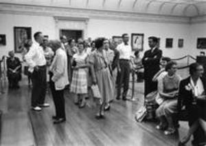 Crowd inside Clark Art Institute, 1959