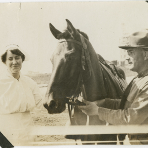 Camp MacArthur - Waco, Texas - World War I - A Nurse, an officer, and a horse