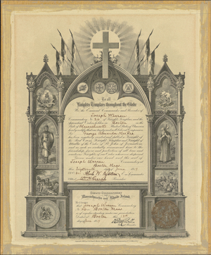 Knights Templar certificate issued to George Alexander MacRae, 1903 December 16