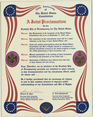 Certificate for the Two Hundredth Anniversary of United States Constitution