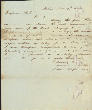 Letter from W. R. Brown to Armand P. Pfister, 1846 November 19