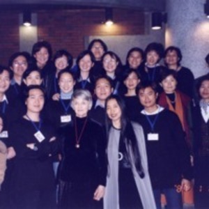 Zerka T. Moreno with psychodrama workshop participants, 1987