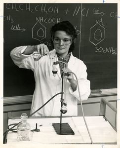Suffolk University student in the laboratory