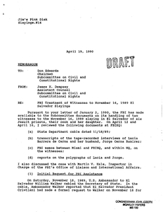 Draft memorandum to Don Edwards from James X. Dempsey regarding the FBI's treatment of witnesses during the Jesuit murder investigation