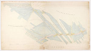 [Map of proposed series of railroad draw bridges over the Charles River].